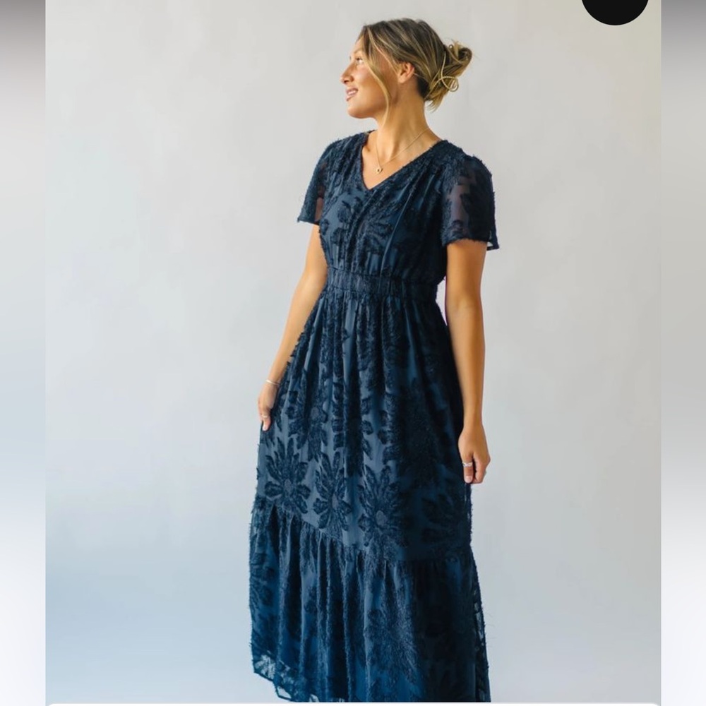 Piper & Scoot: The Theater Detail Maxi Dress in Navy Size Large